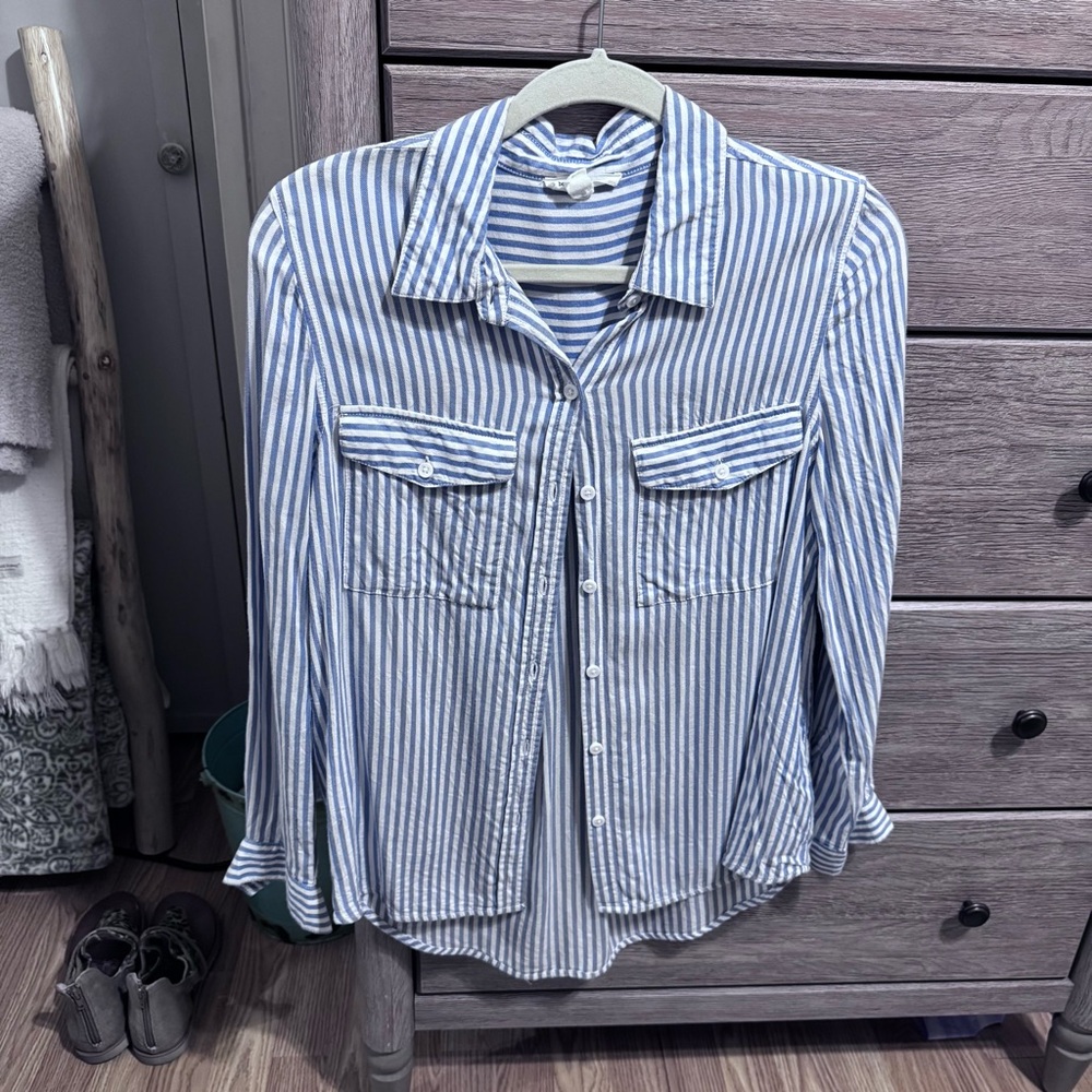 Beachlunchlounge Navy and White Striped Shirt